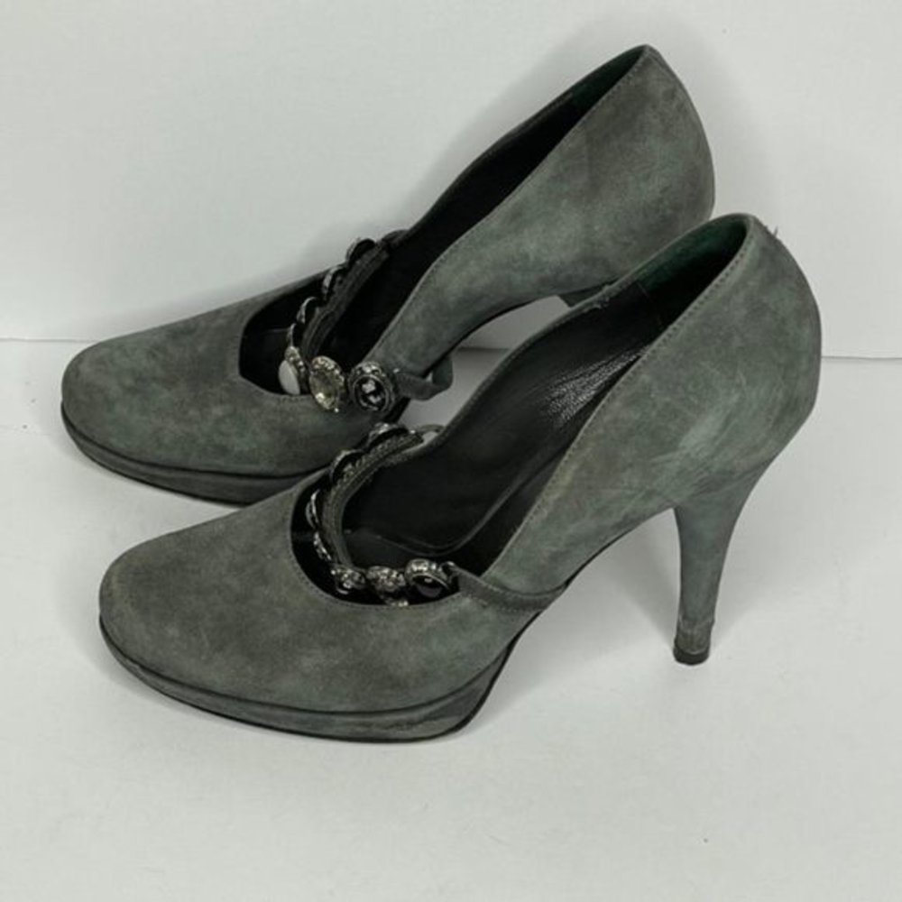 Les Tropeziennes Gray Suede Leather‎ Heels